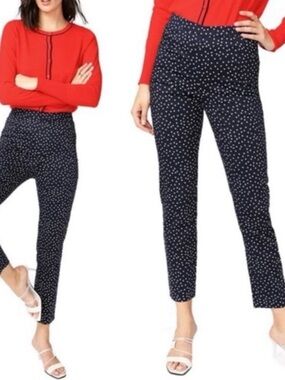 Court & Rowe Women’s Scatter Dot Slit Hem Pants Blue and White - 00